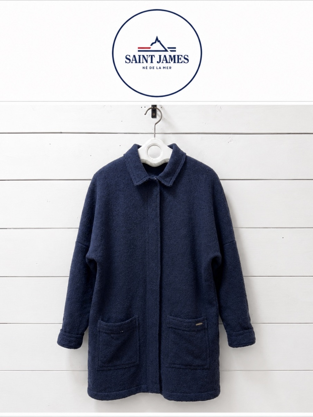 Saint James Navy Blue Long Cardigan – Size M / US 12